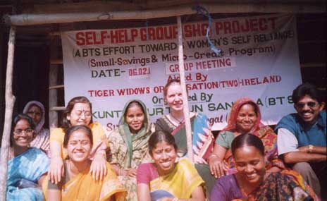 Sinead Fox with two local women and BTS staff