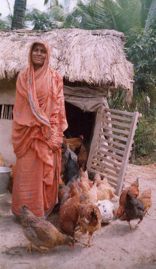 Widow with hens.